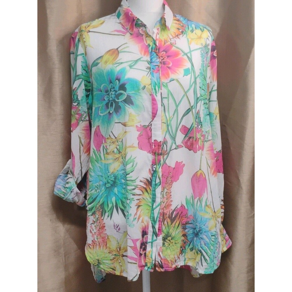 6 by six Vintage Grandma Core Multicolor Floral Oversized Cotton Blouse M